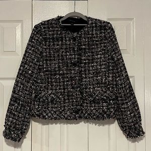 Ann Taylor Puff Sleeve Fringe Tweed Jacket Never worn!